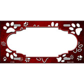 Paw Scallop Red White Metal Novelty License Plate