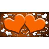 Orange White Love Hearts Oil Rubbed Metal Novelty License Plate