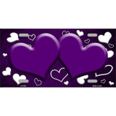 Purple White Love Hearts Oil Rubbed Metal Novelty License Plate