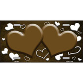 Brown White Love Hearts Oil Rubbed Metal Novelty License Plate