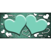 Mint White Love Hearts Oil Rubbed Metal Novelty License Plate