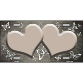 Tan White Hearts Butterfly Oil Rubbed Metal Novelty License Plate