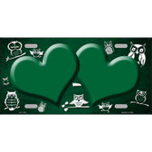 Green White Owl Hearts Oil Rubbed Metal Novelty License Plate