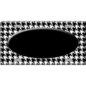 White Black Houndstooth Black Center Oval Metal Novelty License Plate