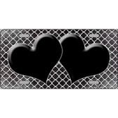 Black White Quatrefoil Hearts Oil Rubbed Metal Novelty License Plate