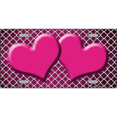 Pink White Quatrefoil Hearts Oil Rubbed Metal Novelty License Plate