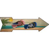 US and Louisiana Flag Flip Flop Novelty Metal Arrow Sign