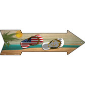 US and Rhode Island Flag Flip Flop Novelty Metal Arrow Sign