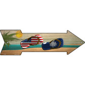 US and South Carolina Flag Flip Flop Novelty Metal Arrow Sign