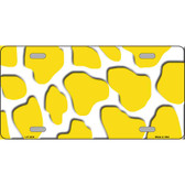 Yellow White Giraffe Metal Novelty License Plate