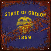 Oregon Rusty Stamped Novelty Metal Square Sign