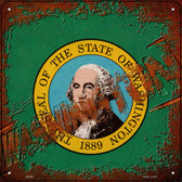 Washington Rusty Stamped Novelty Metal Square Sign