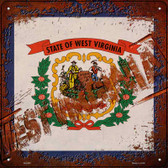 West Virginia Rusty Stamped Novelty Metal Square Sign