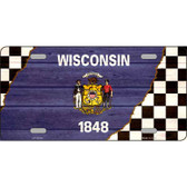 Wisconsin Racing Flag Novelty Metal License Plate Tag