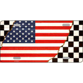 USA Racing Flag Novelty Metal License Plate Tag