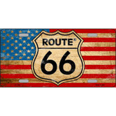 Route 66 American Flag Metal Novelty License Plate