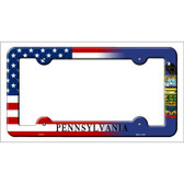 Pennsylvania|American Flag Novelty Metal License Plate Frame LPF-477