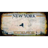 New York Excelsior Rusty Novelty Metal License Plate