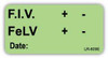  Light green F.I.V. and FeLV sticker with positive and negative result indicators and date field