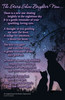 Starry night sky with blue and purple tones, silhouetted dog and cat, tree branches, landscape foreground, and the poem "The Stars Shine Brighter Now..."

