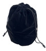 Black velveteen memorial bag featuring a soft fabric exterior, bottom gusset design, and double cord drawstring closure. Suitable for holding pet memorial keepsakes, remembrance cards, memorial jewelry, and commemorative items.

