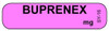 Pink BUPRENEX syringe label with bold black centered text