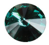 Round May crystal gemstone with an emerald-green faceted design and reflective surface, shown individually and displayed as an accent option on a memorial paw print keepsake.

