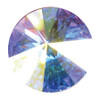Round October crystal gemstone with an iridescent faceted design that reflects multiple colors, shown individually and displayed as an accent on a memorial paw print keepsake.

