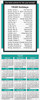 Slim calendar featuring a vibrant watercolor paw print with paint splash effects, teal month headers, gray background, and personalized business imprint area.