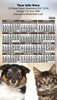 Puppy and kitten portrait personalized magnetic calendar with white background, annual calendar grid, and custom business information area above the calendar.

