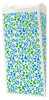 White veterinary bag with green and blue paw prints in a repeating scattered pattern

