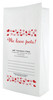 White paper veterinary prescription bag featuring veterinary prescription bags with red hearts and paw prints We Love Pets design