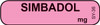 Pink SIMBADOL syringe label with bold black centered text and mg in corner