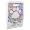White die-cut handle paper bag featuring a large paw print silhouette formed from colorful circles in blue, pink, green, purple, orange, and yellow.

