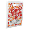 White die-cut handle paper bag featuring a large Thank You message surrounded by autumn leaves, pumpkins, acorns, and fall foliage.

