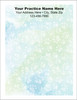 Soft blue and green watercolor veterinary notepad featuring scattered white paw prints and personalized clinic information centered at the top.

