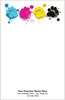 Half-size veterinary notepad featuring blue, pink, yellow, and black paw prints across the top border with clinic information centered near the bottom.

