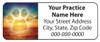  Veterinary label with paw print over ocean sunset background