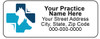 Veterinary label with blue cross and dog and cat silhouettes
