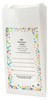 White Paper veterinary prescription bag with colorful paw print border design.