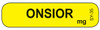 Yellow ONSIOR syringe label with bold black centered text
