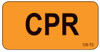 Orange veterinary cage sticker with bold black "CPR" text and small CS-72 in corner