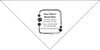 Personalized pet bandana featuring a hand-drawn rectangular border with paw print graphics surrounding a custom clinic name, address, phone number, fax number, and website.

