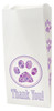 White veterinary bag with purple floral paw print inside a circle and “Thank You!” text