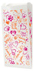 White veterinary bag with pink and orange “Thank you!” text, hearts, and paw prints in a scattered pattern