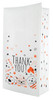 A flat bottom bag with a white surface features black and orange paw prints, playful illustrated animal faces, and the bold text “THANK YOU!” on the front.

