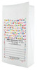 White paper veterinary prescription bag featuring veterinary prescription bags with colorful Thank You word pattern and paw prints