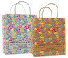 veterinary handled bag with colorful paw print pattern