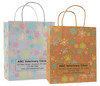 veterinary handled bag with colorful paw prints and snowflake pattern
