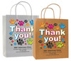 veterinary handled bag with colorful paw prints and bold thank you design